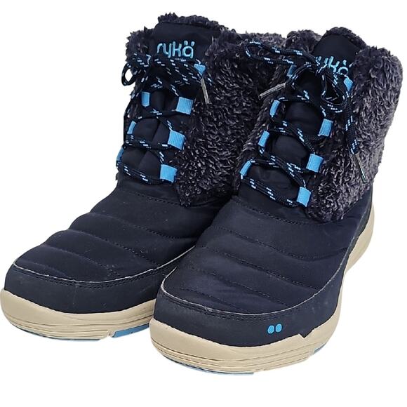 Ryka Addison Women's Navy Blue and Light Blue Water Resistant Cozy Boots Size 10 - Picture 1 of 9